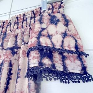 Target off the shoulder tie dye dress with ruffle sleeves